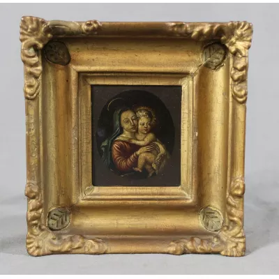 Englisches original antikes Ölgemälde, 17. Jahrhundert, Madonna und ihr Kind