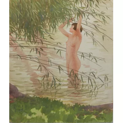 Aquarell Gemälde von Frank Jamesson, Art Deco, England 1930