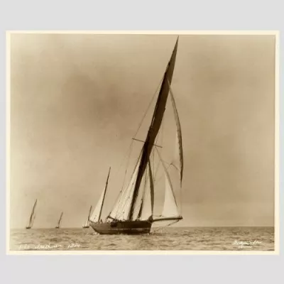 Yacht Arethusa, frühe silber Fotografie von Beken von Cowes, 1884