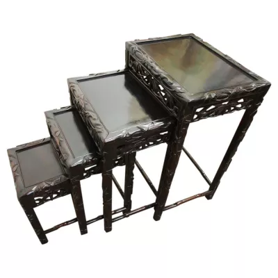 Herrliches antikes Nest of Tables, Set Tische Palisanerholz, 1890