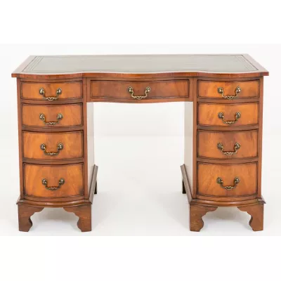 Antiker Massiver Zwillingssockel Mahagoni Schreibtisch von ca. 1920
