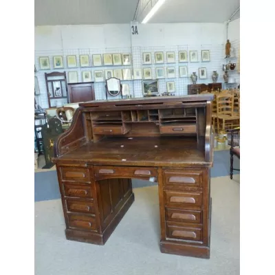 Edwardianischer Eichenschreibtisch mit Jalousie von ca. 1914