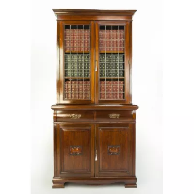 Atemberaubendes Jugendstil-Bücherregal aus Nussholz von ca. 1910