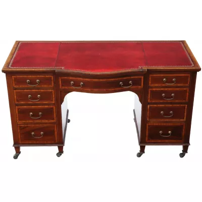 Original Edwardianischer Mahagoni Pedestal Desk, Mahagoni Massivholz, 1905