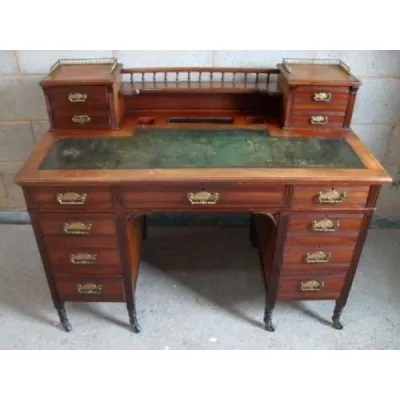 Antiker Edwardianischer Schreibtisch, mit Lederbezug, Mahagoni, um 1900