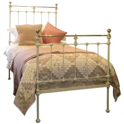 Antikes Einzelbett aus Messing und Eisen, Original 1890