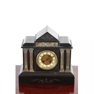 Original Viktorianische Marmor Kaminuhr, Schwarz, 1860