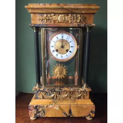 Antike 1900 Französischer Empire Stil Kaminuhr, Marmor