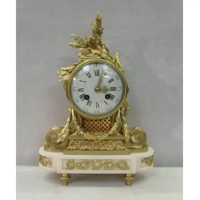 Antike französische Bronze Kaminuhr, vergoldet, 1890