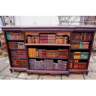 Großer Breakfront Bücherschrank, Mahagoni Massivholz, 19. Jahrhundert