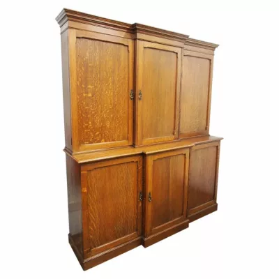 Original antikes Viktorianisches Breakfreont Bookcase, Eiche, 1890