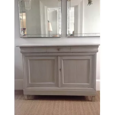 Französischer original antiker Buffetschrank, grau lackiert 1880