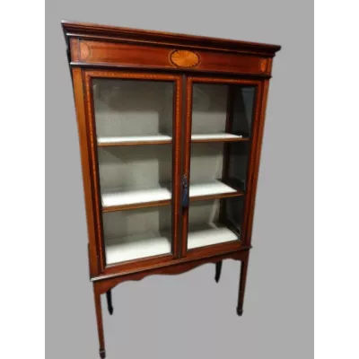 Antike englische Vitrine, Mahagoni Massivholz, 1910