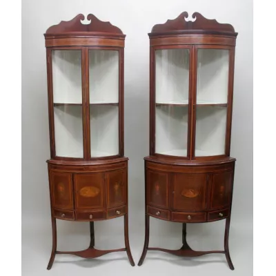 Edwardianische englische antike Vitrinen, Mahagoni, um 1900