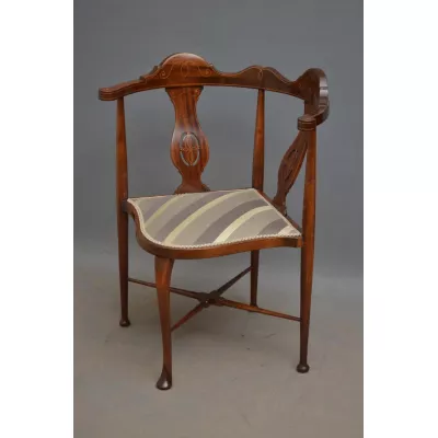 Original antiker Mahagoni Edwardian Eckstuhl, um 1900