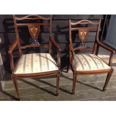 Antike Edwardian Stühle (2 Stück), Mahagoni Massivholz, um 1900