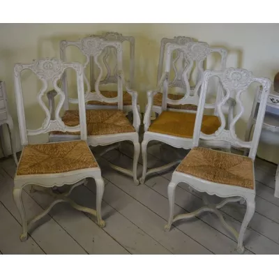 Antikes 6er Set Stühle, Eiche, 1900, Louis XV-Stil