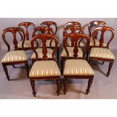 Antikes Set von 10 Stühlen, Esszimmerstühle, 1870, Mahagoni