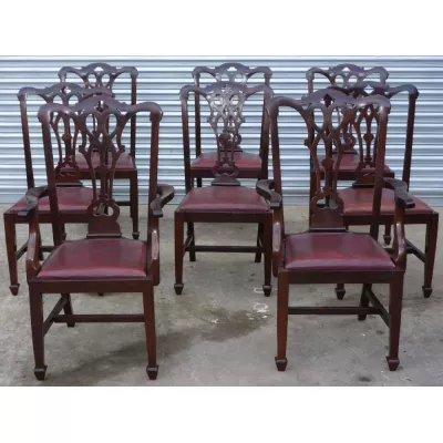 Set von 8 Chippendale-Stil Esszimmerstühlen, Mahagoni, 1910