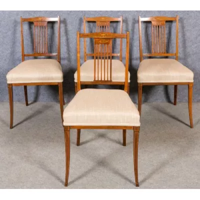 Britisches antikes Set 4 Esszimmerstühle, 1900, Palisander