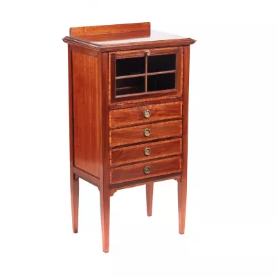 Edwardian eingelegter Musikschrank aus Satinholz von ca. 1900