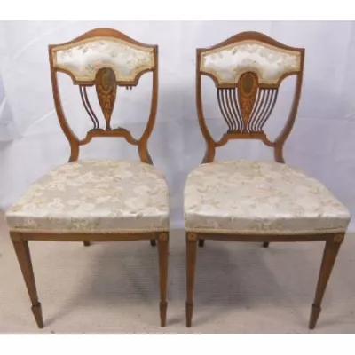 Antikes Paar Edwardian Mahagoni Salonstühle, 1900