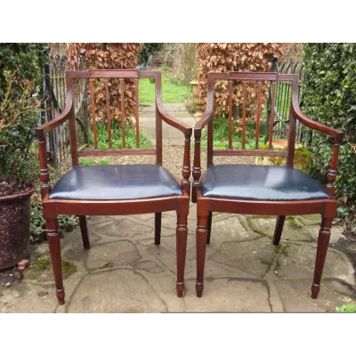 Antikes Paar Mahagoni Armchairs, Mahagoni Massivholz, 1910