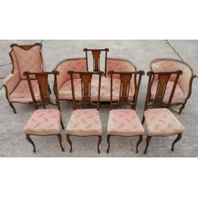 Antikes Edwardian 7teiliges Set, um 1900, Mahagoni