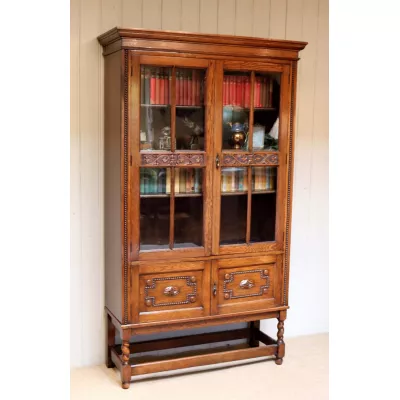 Eichen glasierter Schrank/Bücherregal von ca. 1915