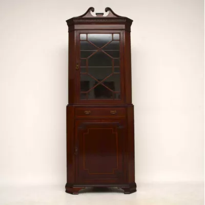 Antiker Edwardian Intarsien Mahagoni Eckschrank von ca. 1910