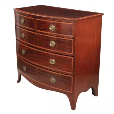 Original englische Regency Mahagoni Kommode massiv mit gebogener Front 
