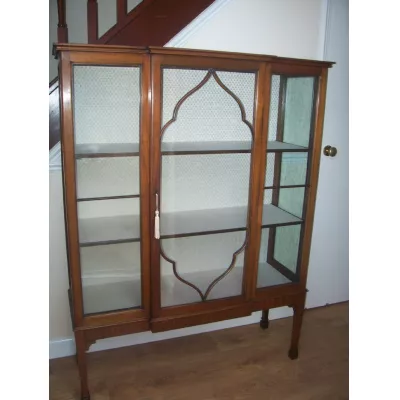 Edwardianische antike Mahagoni breakfront Vitrine von ca. 1900