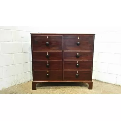 Antike Regency Massivholz Mahagoni Kommode Intarsien falsche Schubladen Schrank c1820