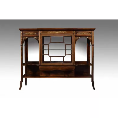 Palisander Intarsien breakfront Vitrine aus dem 19. JH