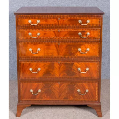 Edwardianische Mahagoni Kommode mit Intarsien original antik und massiv 1910