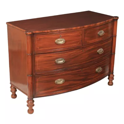 Schöne original antike Regency Bogen Kommode Massives Mahagoni 1810