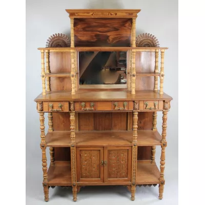 Aufwendig geschnitzter Anglo indischer Schrank von ca. 1890