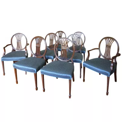  Set von 8 antiken original edwardianischen Hepplewhite Stil Stühlen massiv 1890