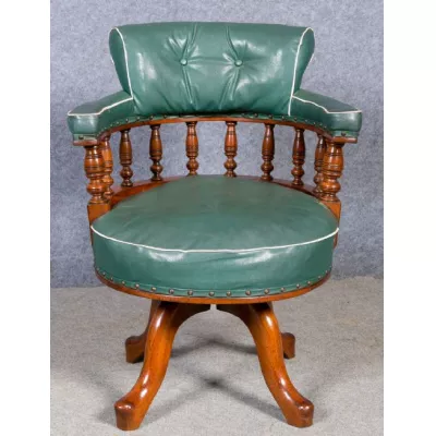 Edwardianischer original antiker Schreibtischstuhl Drehstuhl  Massiv Mahagoni 1900