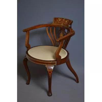 Runder original edwardianischer Mahagoni Stuhl Sheraton Revival antik und massiv 1900