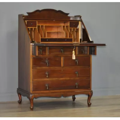 Attraktiver antiker edwardian Mahagoni Sekretär auf Kommode mit sieben Schubladen von ca. 1900