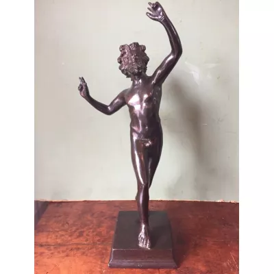 Italienische Bronze 'Grand Tour' Souvenir Skulptur "der tanzende Faun von Pompeji", nach der Antike aus dem späten 19. JH