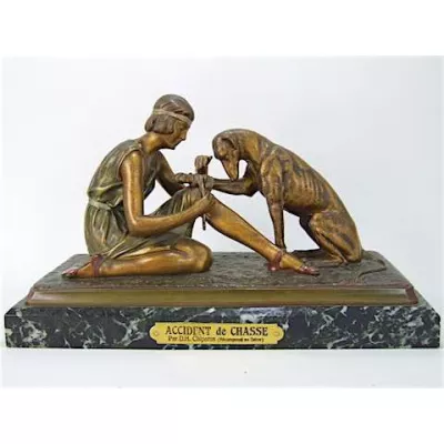 Chiparus französische Art Deco Bronze "accident de chasse" von ca. 1920