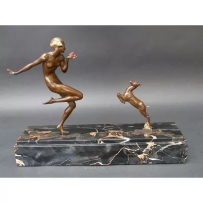 Gauthier Französisch Art Deco Bronze "Printemps" Akt signiert von ca. 1930