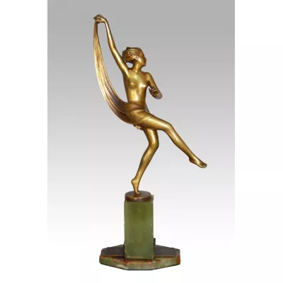 Österreichische Art Deco Bronzeskulptur von Josef Lorenzl von ca. 1930
