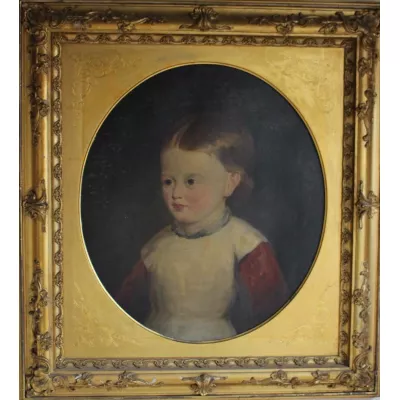 Antikes Originales Ölgemälde, Portrait eines Kindes, Mitte 19. Jahrhundert