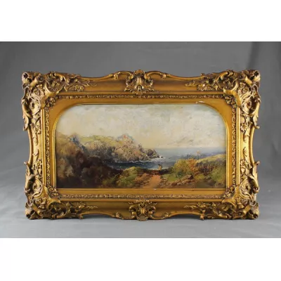 Original Ölgemälde von Joseph Horlor, Küstenlandschaft, Viktorianisch 19. Jahrhundert
