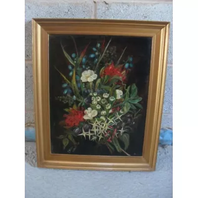 Ölgemälde Original 19. Jahrhundert, florales Stillleben