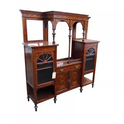Edwardian Palisander Intarsien Kabinett Einmalig massives Holz  1890  