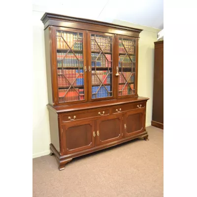 Großes Mahagoni Bibliotheks Bücherschrank von ca. 1900